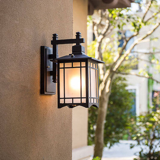 Modern Waterproof Solar Aluminum Chinese Pavilion Shape 1-Light Wall Sconce Lamp | Bowlift