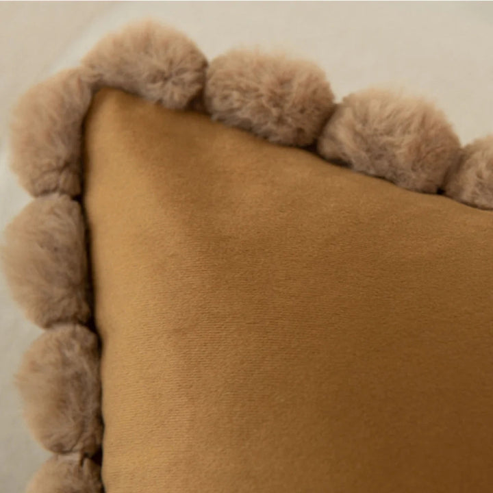 BowLift | Velvet Pom-Pom Trim Cushion Cover