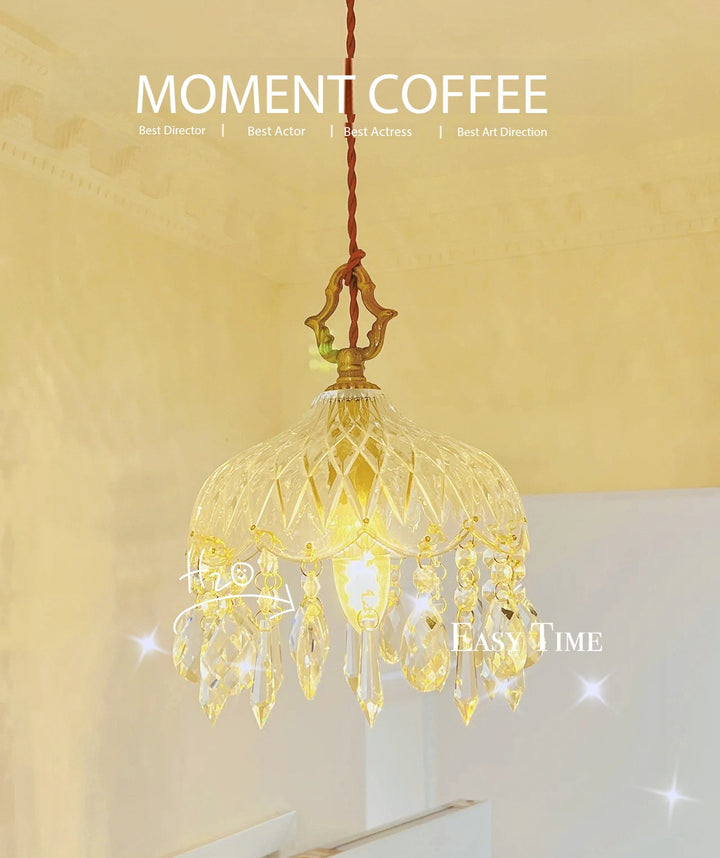 Small Brass Crystal Chandelier