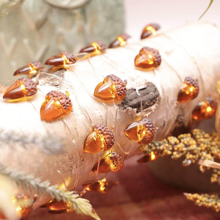 BowLift | Modern Thanksgiving Maple Acorn Pumpkin Decoration 30 LED String Lights