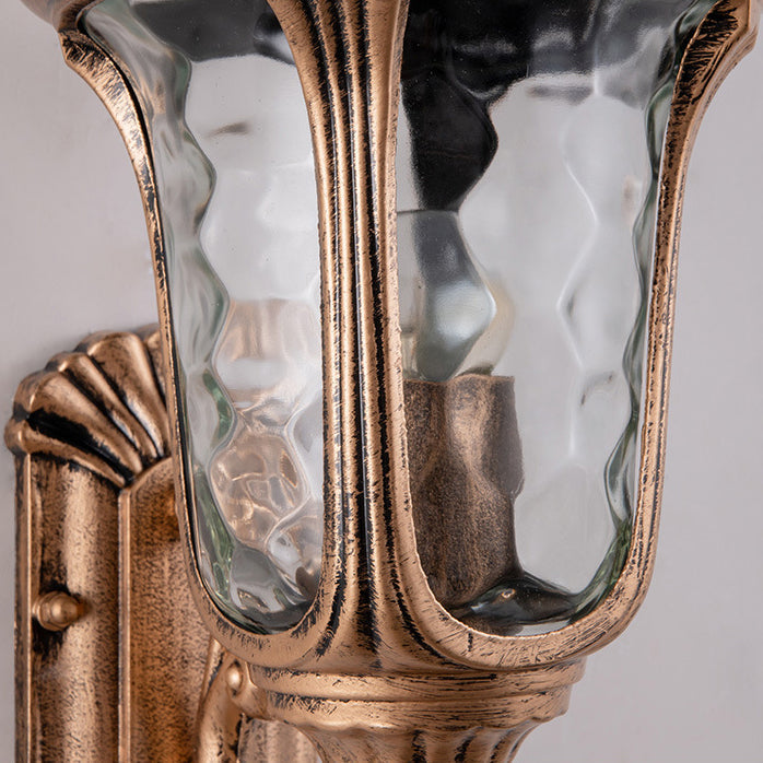 Traditional European Waterproof Castle Shaped Aluminum Glass 1-Light Outdoor Wall Sconce Lamp For Garden | Bowlift