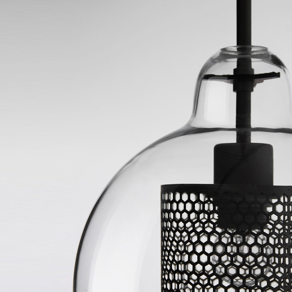 Vintage industrial pendant lamp with round glass and gold – LED pendant light for dining room and living room | Bowlift