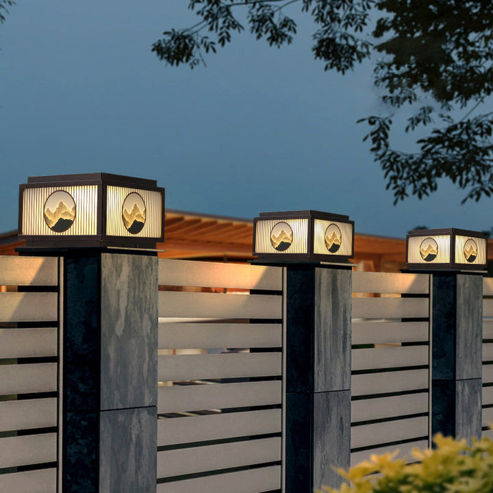 Modern Minimalist Solar Waterproof Square Aluminum Glass LED Post Head Light For Garden | Bowlift