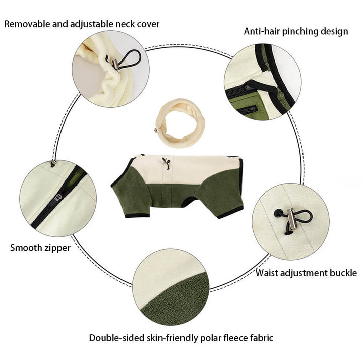 BowLift | Full Protection Polar Fleece Dog Overall with Removable Collar