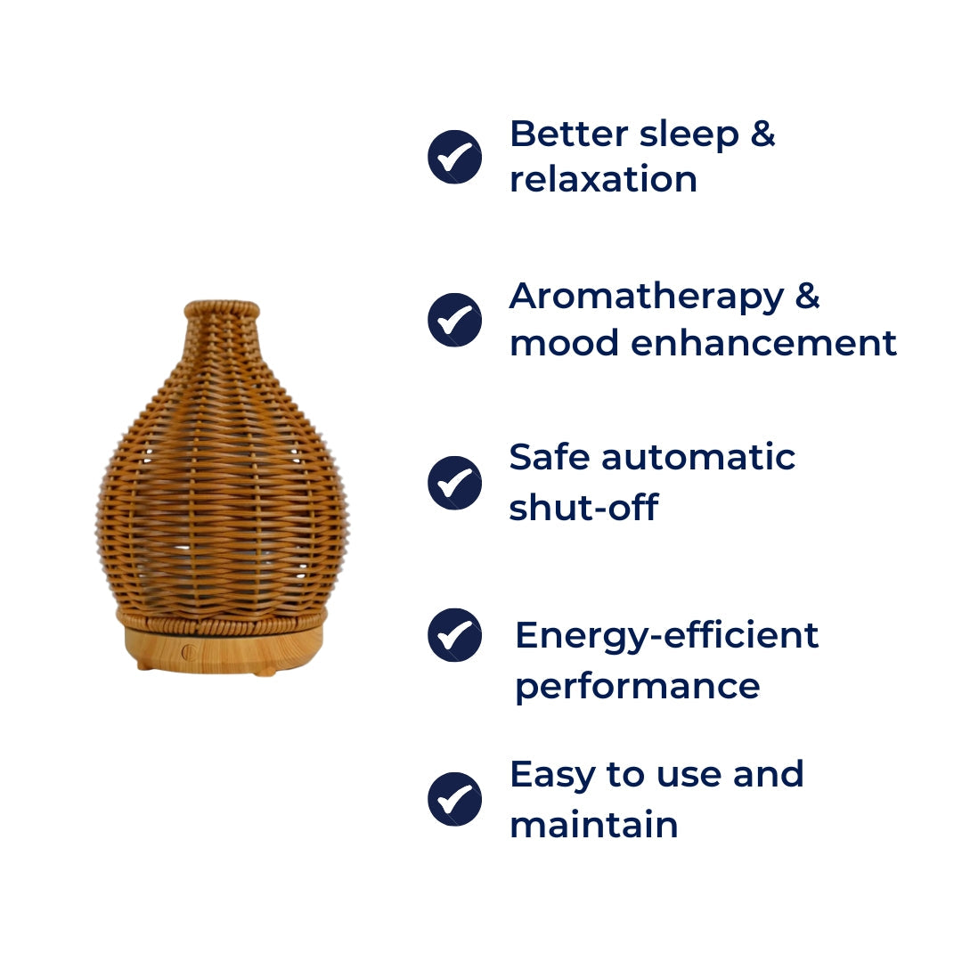 Oil Diffuser – Dry-Air Relief for Bedroom & Nursery – Quiet USB 5 V – 80 ml Stylish Vase Design Bowlift