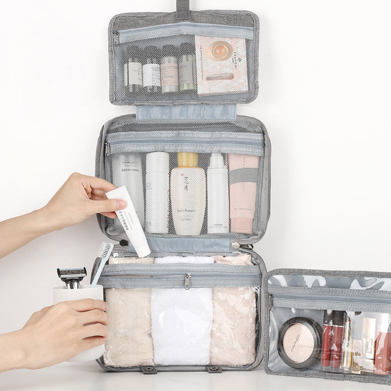 BowLift | Travelique Travel Cosmetic Organizer | Compact & Water-Repellent | With 4 Compartments & 360° Hook | For Women & Men