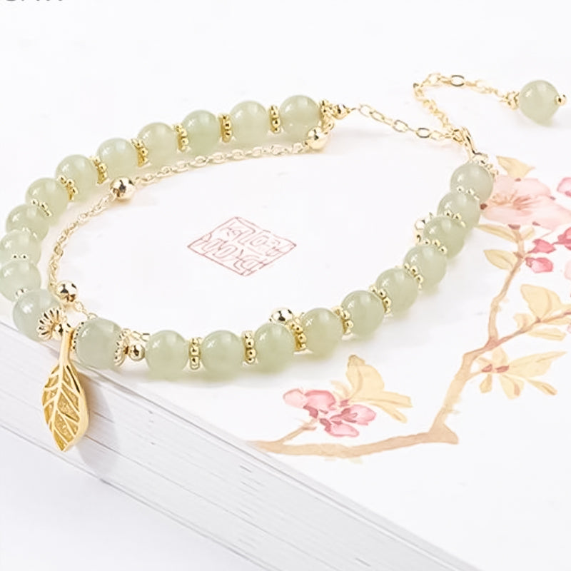 BowLift | Hetian Jade Leaf Gold Bracelet