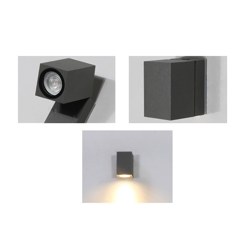 Contemporary Industrial Rectangular Aluminum 1-Light Outdoor Wall Sconce Lamp For Garden | Bowlift