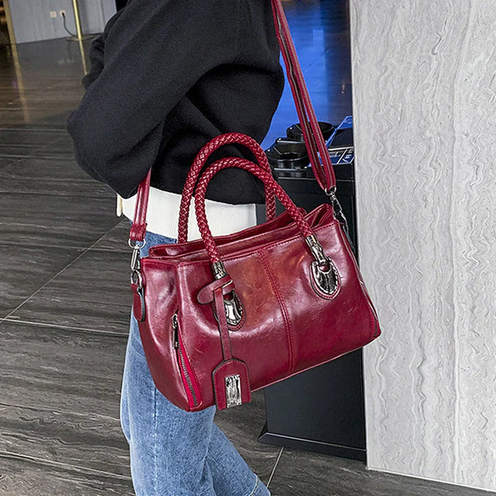 BowLift | New oil wax leather handbags Boston soft leather large tote bag