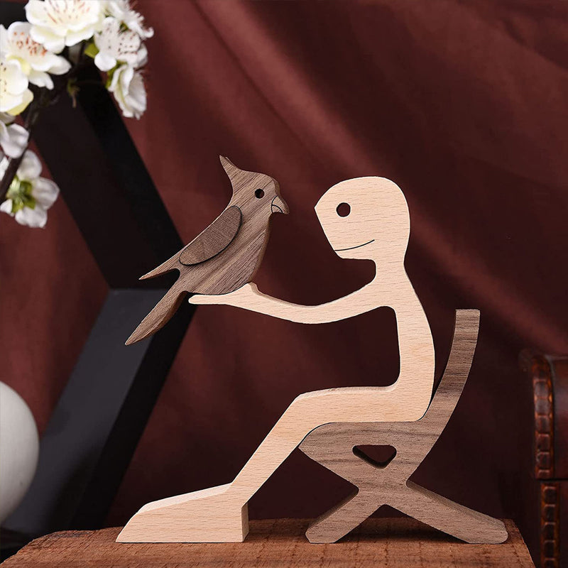 Gift For Pet Lovers - Wood Sculpture Table Ornaments - The Love Between You And Your Fur-Friend | Bowlift