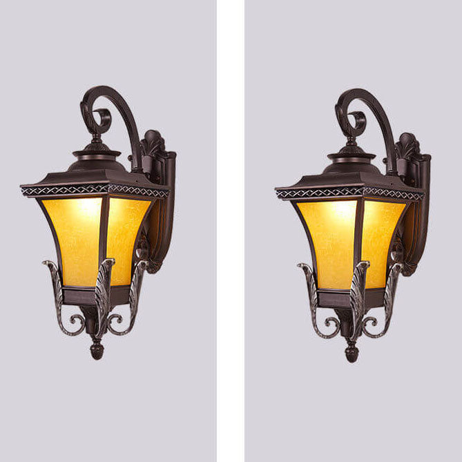 European Vintage Outdoor Square Cage Aluminum Glass 1-Light Wall Sconce Lamp | Bowlift