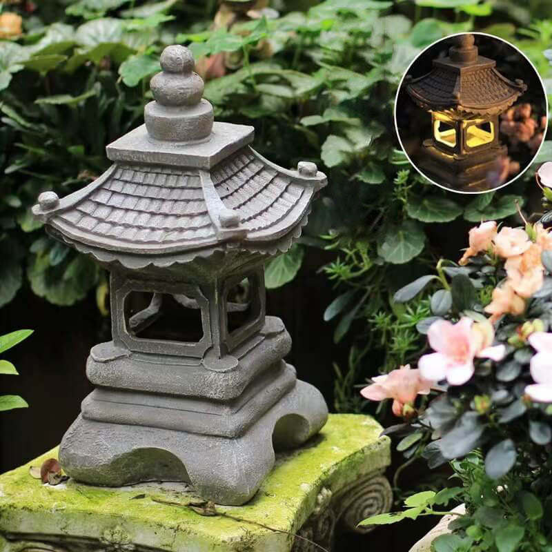 Retro Decorative Solar Tower Resin LED Outdoor Landscape Lighting | Bowlift