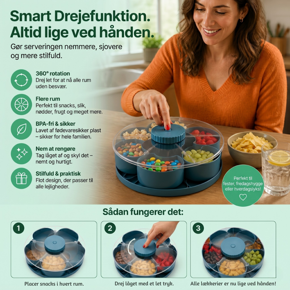 ServeSpin rotating tray with compartments | Bowlift