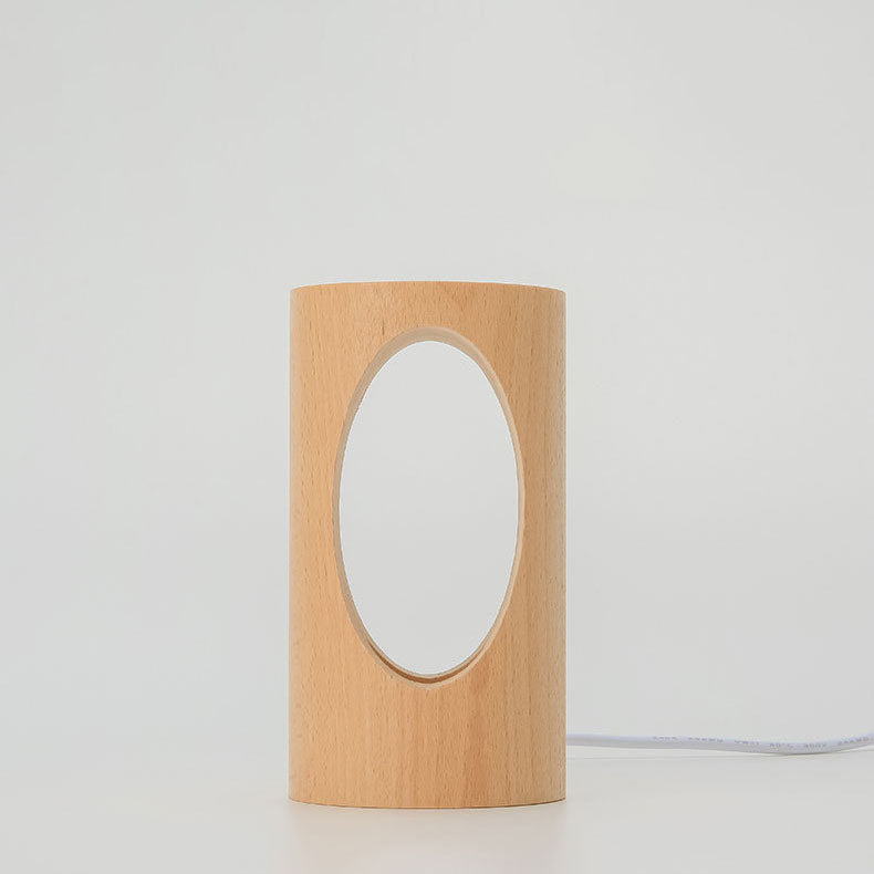 BowLift | Japanese solid wood rectangular column LED night lamp USB table lamp