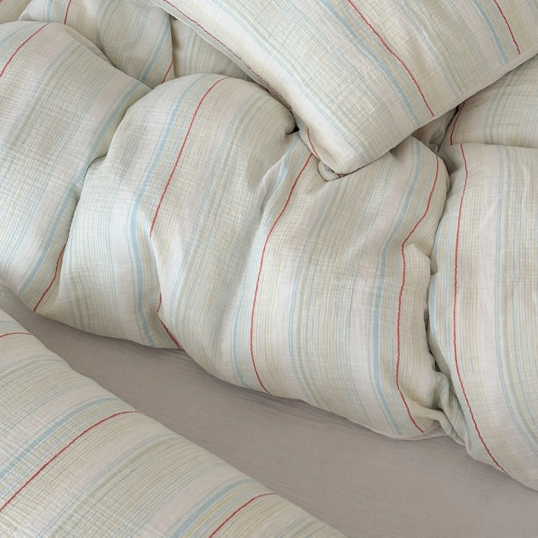 Cotton bedding set, 4-piece, stripe pattern