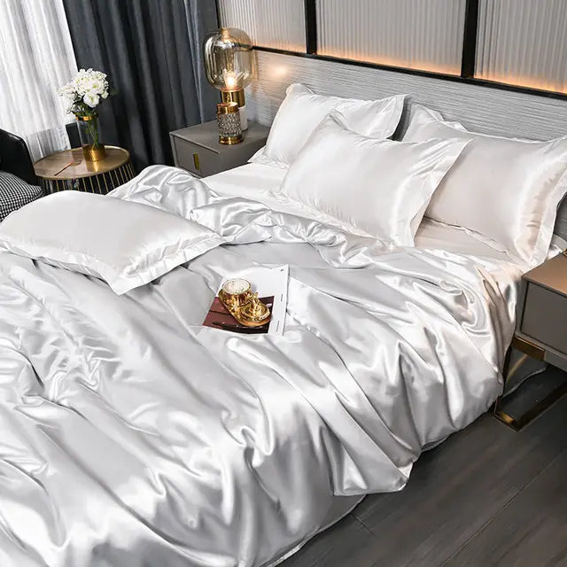 BowLift | Luxury Solid Satin Duvet Cover - SilkSerenity