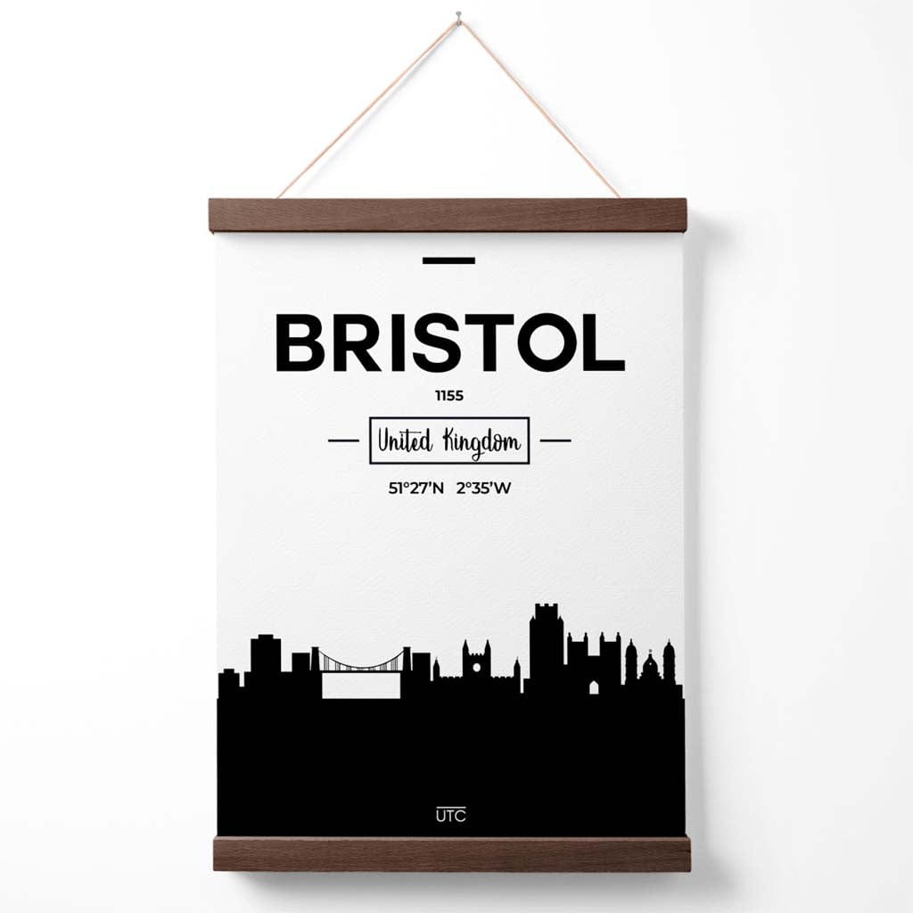 Bristol Black-White City Skyline Poster with Hanger | Bowlift