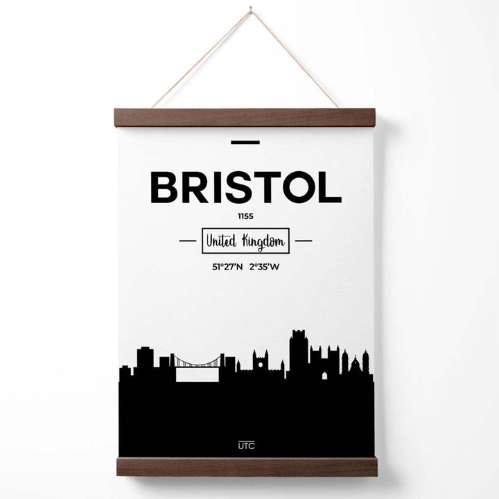 Bristol Black-White City Skyline Poster with Hanger | Bowlift