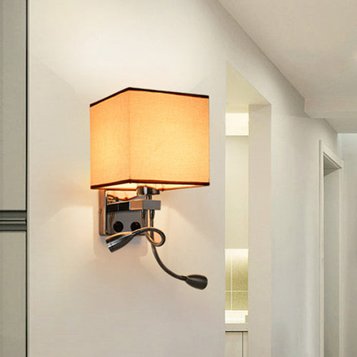 BowLift | White/Black/Beige Cube Wall Lantern Lighting Modernism Fabric 1 Light Wall Mount Light