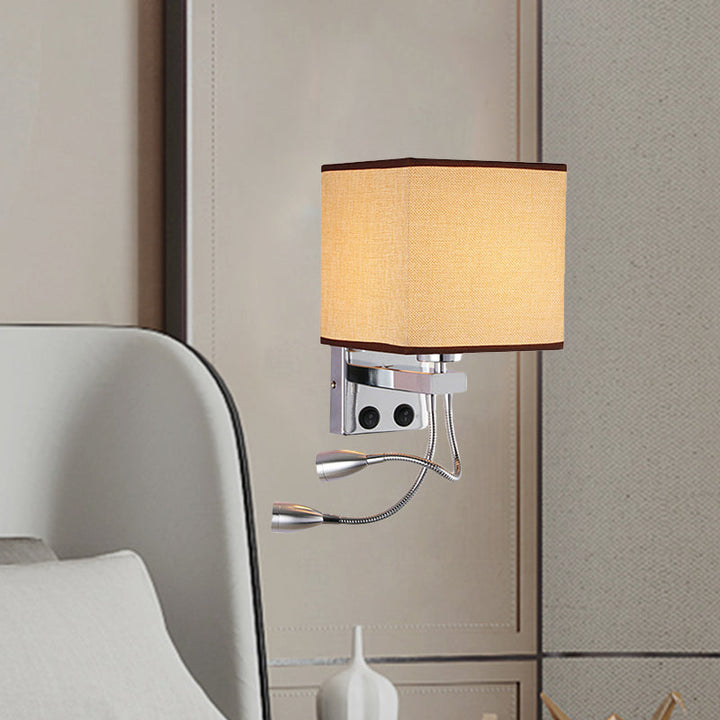 BowLift | White/Black/Beige Cube Wall Lantern Lighting Modernism Fabric 1 Light Wall Mount Light