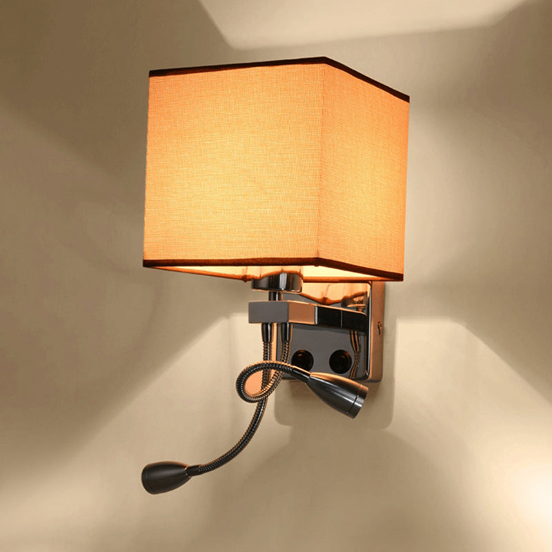 BowLift | White/Black/Beige Cube Wall Lantern Lighting Modernism Fabric 1 Light Wall Mount Light