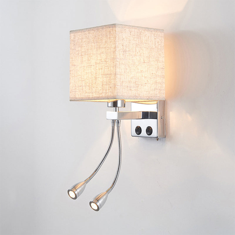 BowLift | White/Black/Beige Cube Wall Lantern Lighting Modernism Fabric 1 Light Wall Mount Light