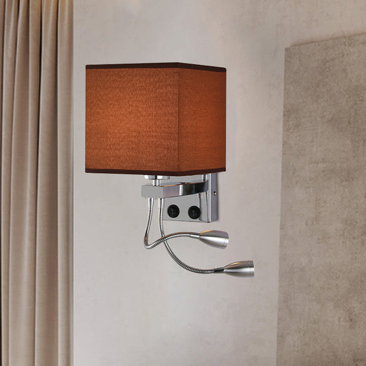 BowLift | White/Black/Beige Cube Wall Lantern Lighting Modernism Fabric 1 Light Wall Mount Light