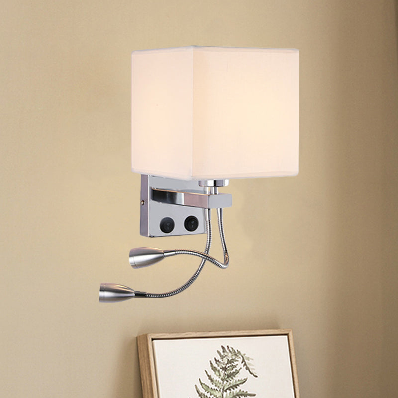 BowLift | White/Black/Beige Cube Wall Lantern Lighting Modernism Fabric 1 Light Wall Mount Light