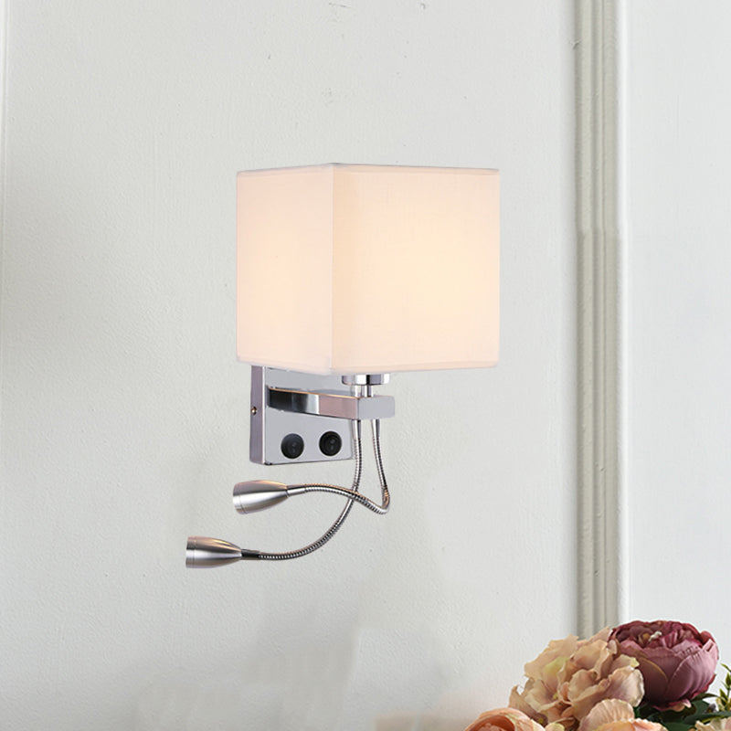 BowLift | White/Black/Beige Cube Wall Lantern Lighting Modernism Fabric 1 Light Wall Mount Light
