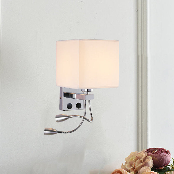 BowLift | White/Black/Beige Cube Wall Lantern Lighting Modernism Fabric 1 Light Wall Mount Light