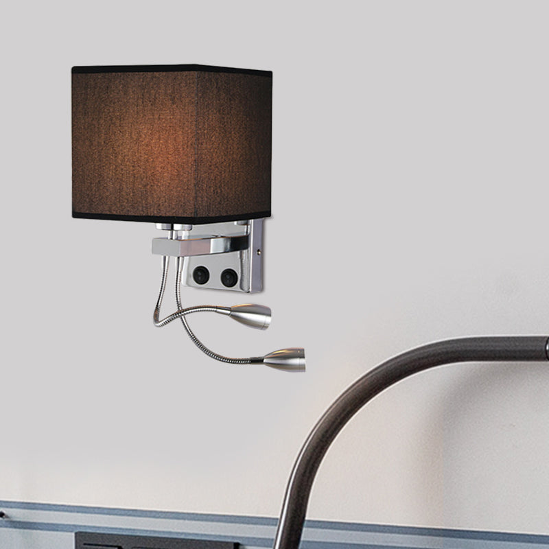 BowLift | White/Black/Beige Cube Wall Lantern Lighting Modernism Fabric 1 Light Wall Mount Light