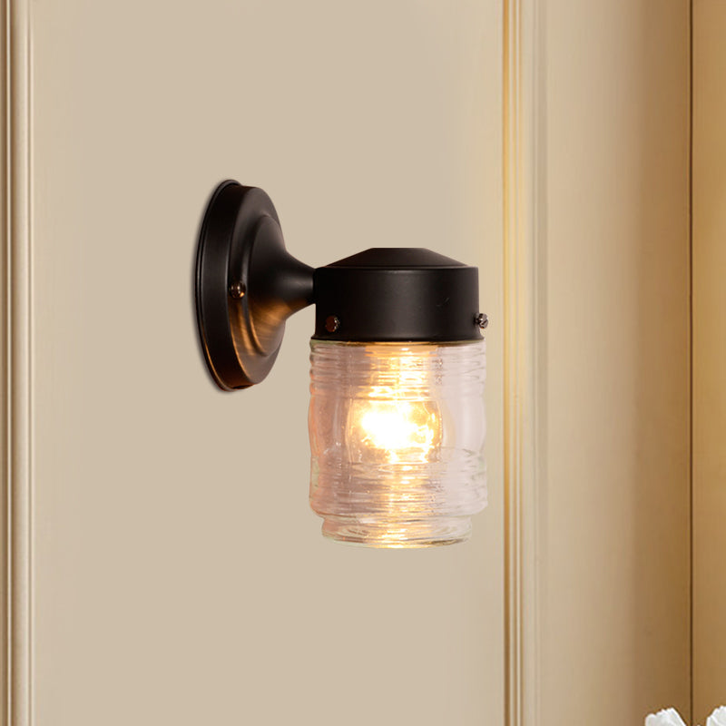 BowLift | Cylindrical Clear Glass Wall Lamp Modern 1 Light Black/White Wall Mounted Light Fixture