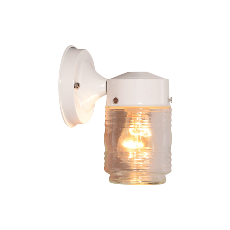 BowLift | Cylindrical Clear Glass Wall Lamp Modern 1 Light Black/White Wall Mounted Light Fixture