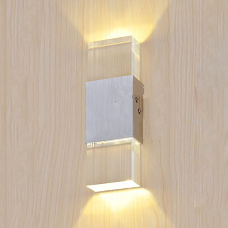 BowLift | Rectangular Acrylic LED Top and Bottom Wall Light Modern 1 Light Silver Wall Light in Warm/White Light
