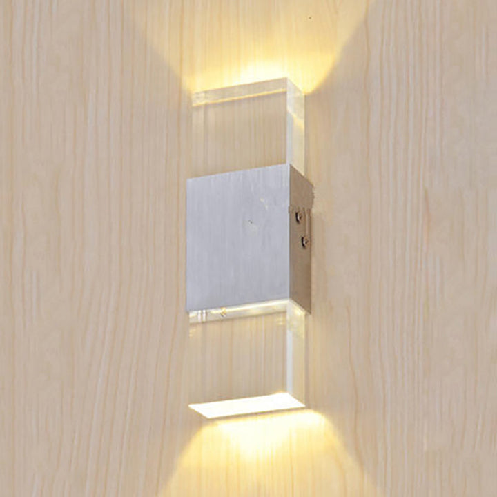 BowLift | Rectangular Acrylic LED Top and Bottom Wall Light Modern 1 Light Silver Wall Light in Warm/White Light