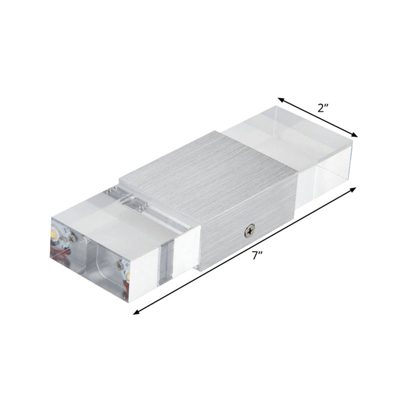 BowLift | Rectangular Acrylic LED Top and Bottom Wall Light Modern 1 Light Silver Wall Light in Warm/White Light