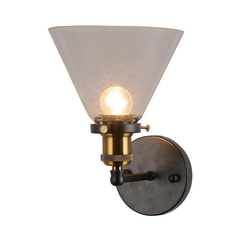 BowLift | Clear Glass Black Wall Lamp Lighting Cone 1-Light Antique Lamp for the Kitchen