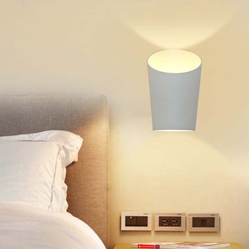BowLift | Minimalistic Tube Metal Wall Lamp Integrated LED Wall Light in White for Bedroom, Warm/White Lighting