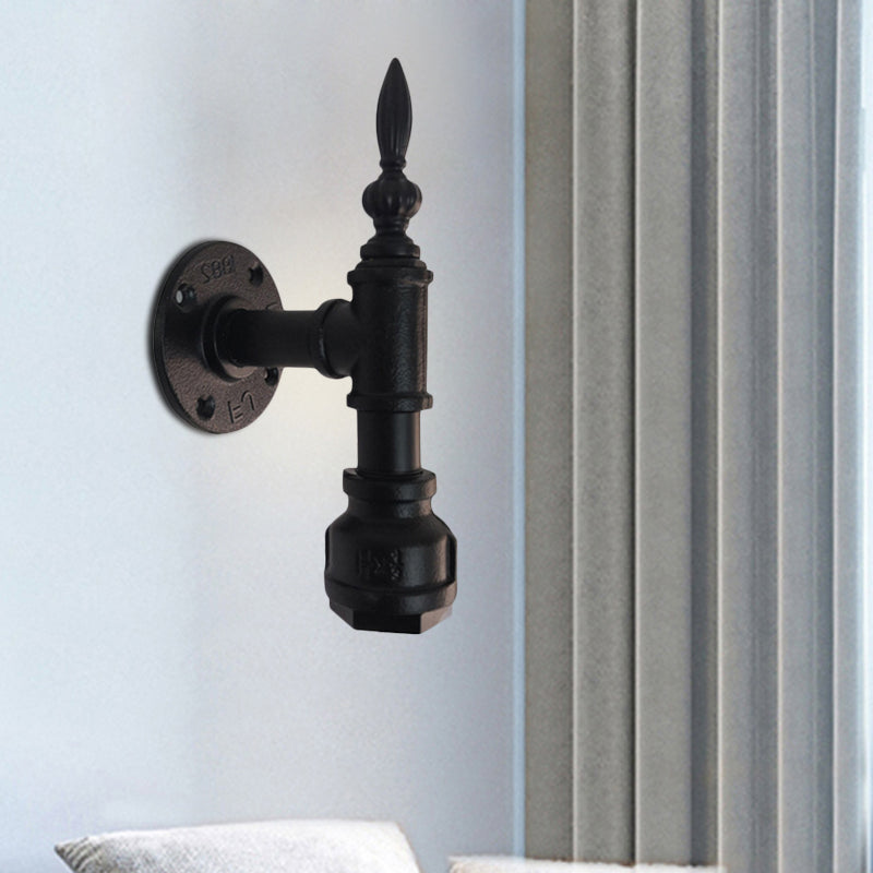 BowLift | Metallic Matte Black Wall Lighting Pipe Design 1 Light Vintage Style Wall Lamp for Bedroom