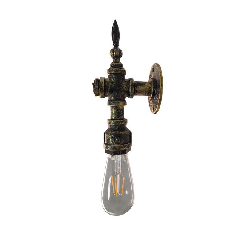 BowLift | Iron Bronze Wall Light Naked Bulb 1 Light Rustic Style Wall Fixture Light with Pipe Design for Restaurant