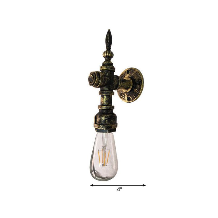 BowLift | Iron Bronze Wall Light Naked Bulb 1 Light Rustic Style Wall Fixture Light with Pipe Design for Restaurant