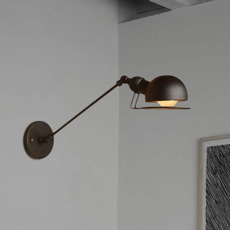 BowLift | Vintage Industrial Bowl Wall Lamp 1 Light Iron Wall Lamp with Rotatable Arm in Black/Metal
