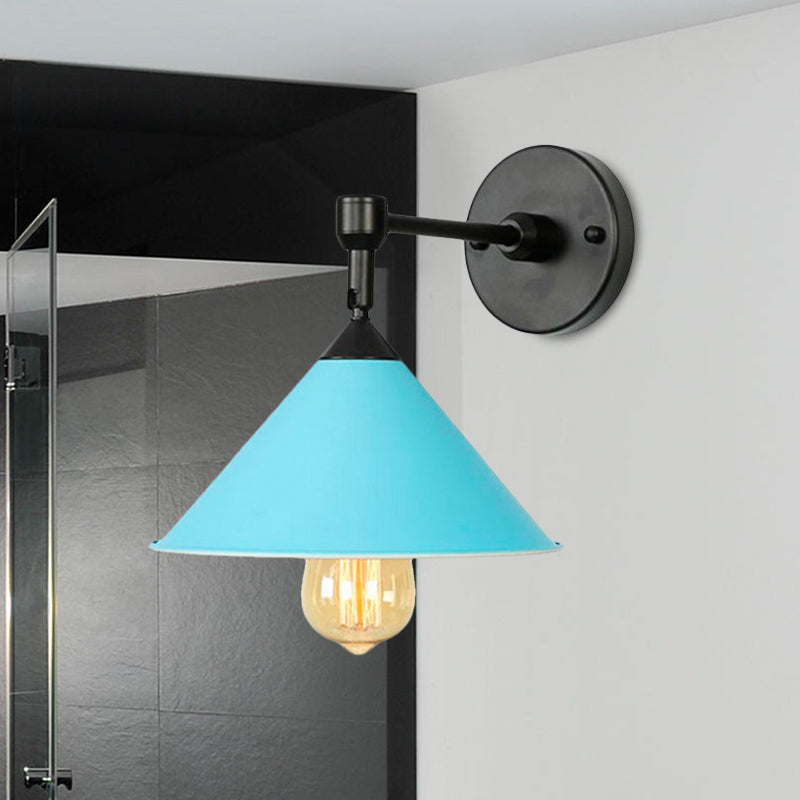 BowLift | Black/Gray Conical Wall Light Industrial Stylish Metallic 1 Head Bathroom Wall Lamp