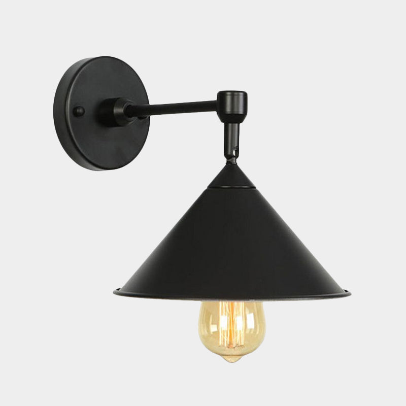 BowLift | Black/Gray Conical Wall Light Industrial Stylish Metallic 1 Head Bathroom Wall Lamp