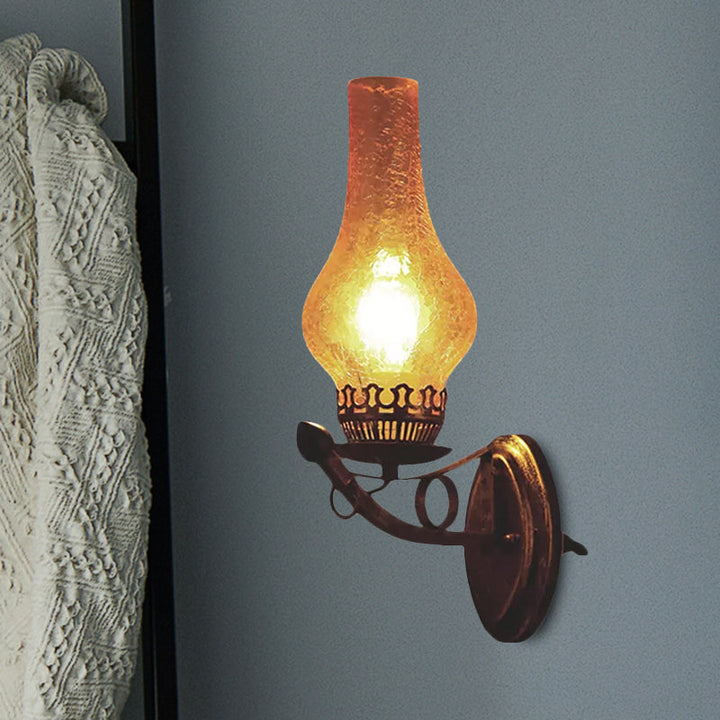 BowLift | A light wall lamp light industrial crackle glass vase shape lighting fixture in yellow, 3.5"/5"/14.5" wide