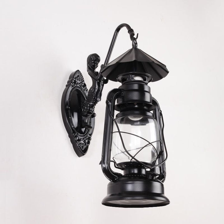 BowLift | Kerosene Clear Glass Wall Lamp Coast Single Bulb Living Room Sconces Lamp in Black/Antique Brass