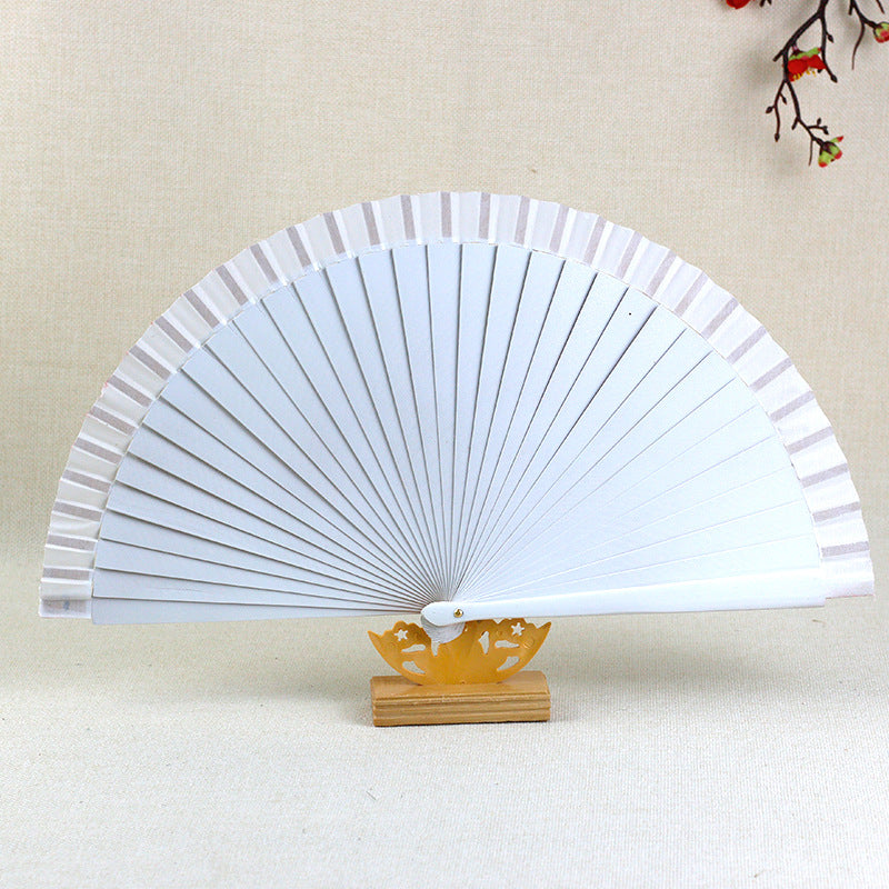 Ladies decorative hand fan with intricate flower painting Bowlift
