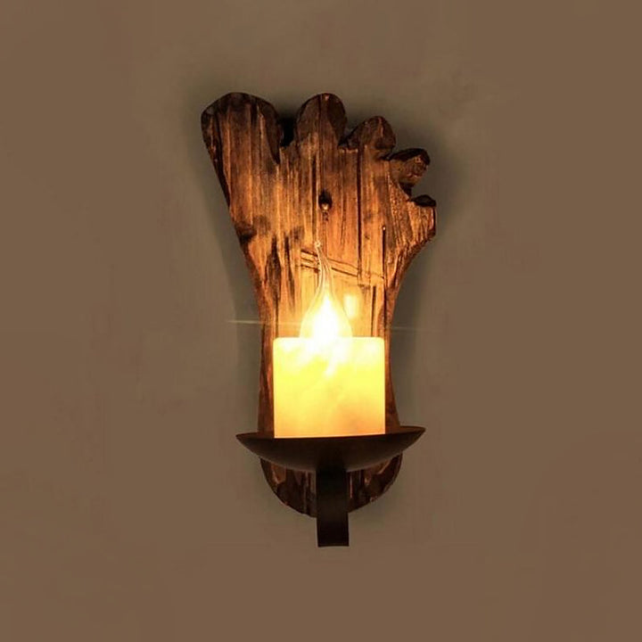 BowLift | Cylinder Coffee Shop Wall Light Fixture Artificial Marble 1 Light Brown Wall Lamp with Wood Semi-Cap/Base/Rectangle Base