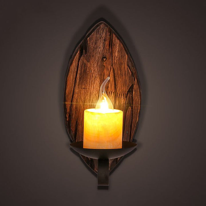 BowLift | Cylinder Coffee Shop Wall Light Fixture Artificial Marble 1 Light Brown Wall Lamp with Wood Semi-Cap/Base/Rectangle Base