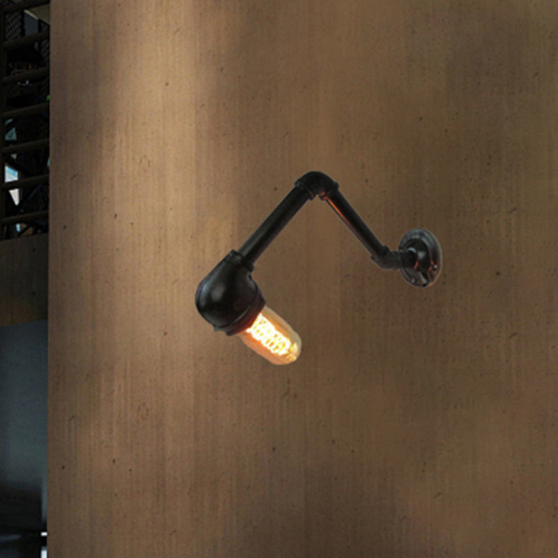 BowLift | Black version 1 bulb wall light fixture industrial style metal pipe wall lighting for living room